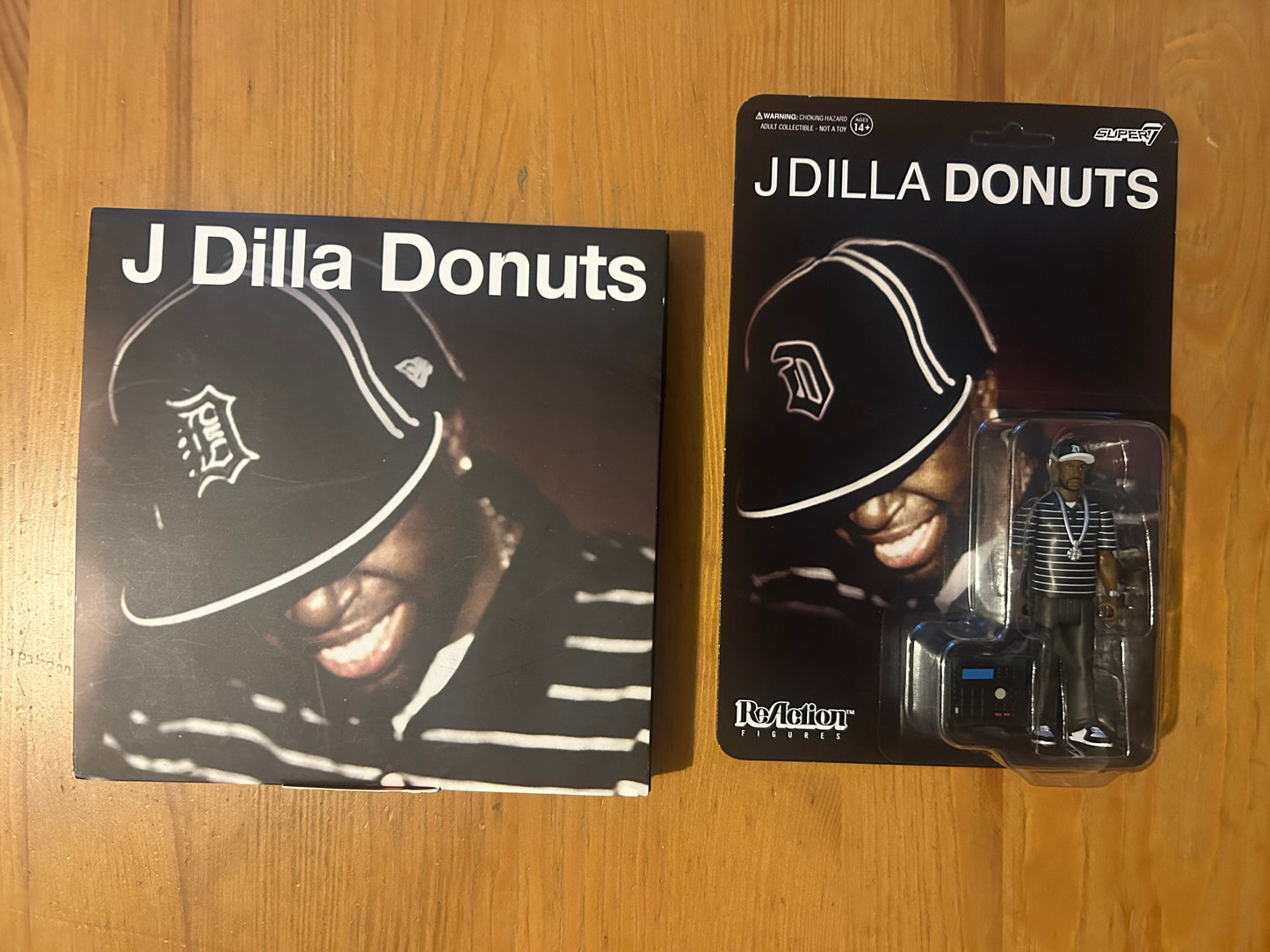 J Dilla Donuts 45 RPM Vinyl Record Box Set + Super 7 Action Figure