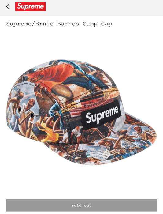 Supreme/Ernie Barnes Camp Cap + 3 Stickers